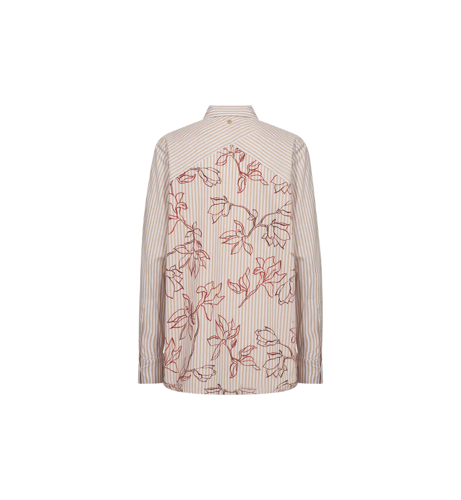 Mos Mosh Elinda leafy stripe shirt Sesame