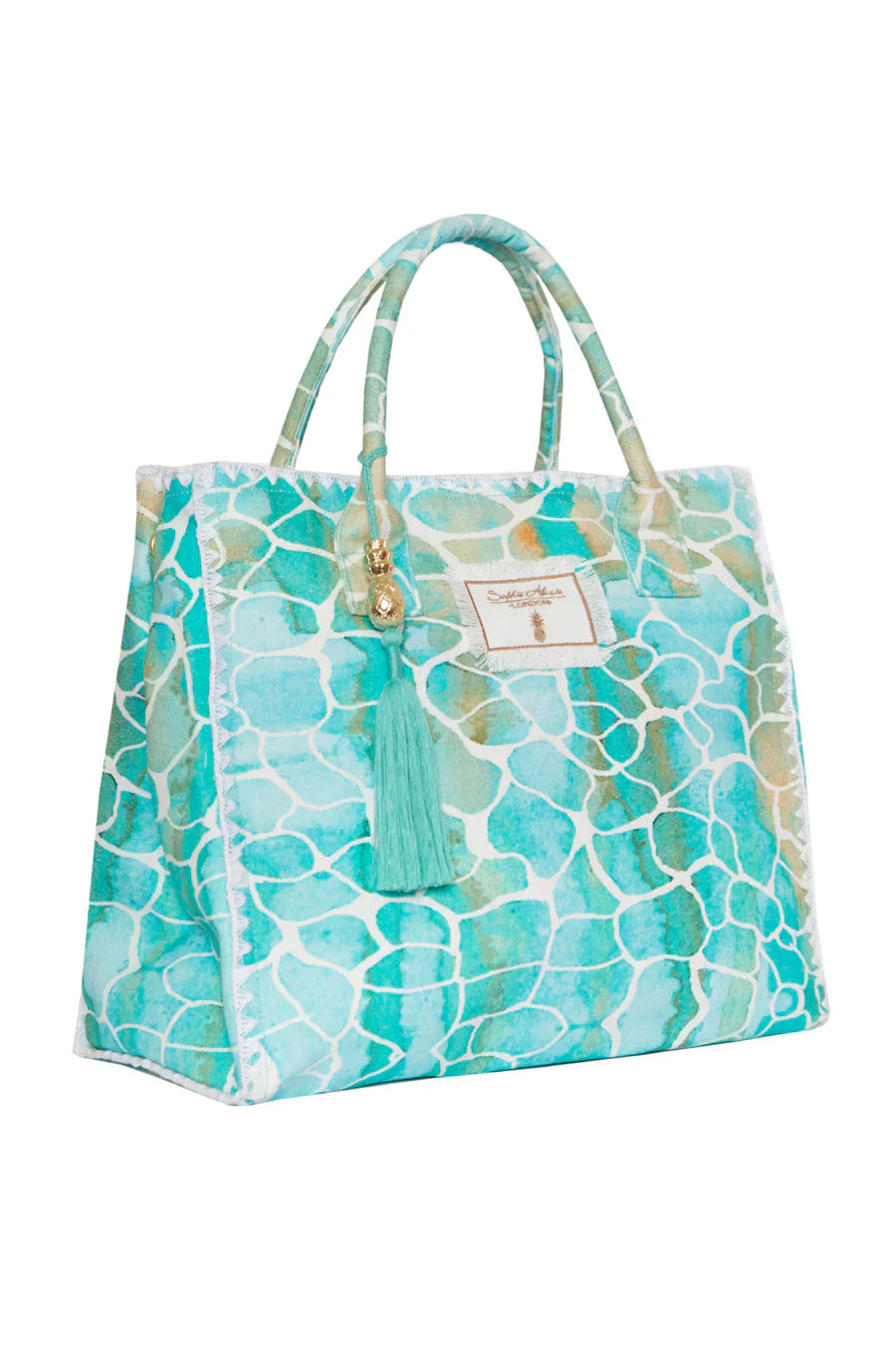 Sophia Alexia Barbados Beach Bag Aqua Pebbles
