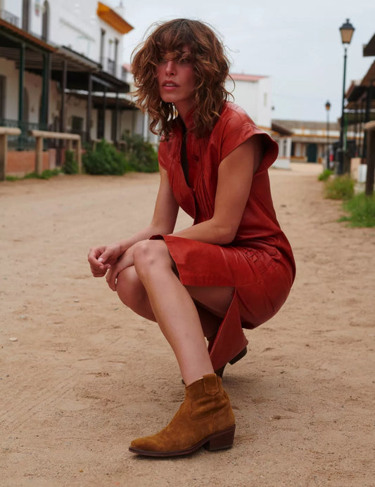 Penelope Chilvers Cassidy Suede Cowboy Boot Tan