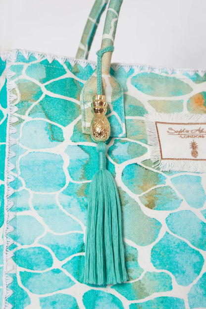 Sophia Alexia Barbados Beach Bag Aqua Pebbles
