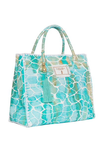 Sophia Alexia Barbados Beach Bag Aqua Pebbles