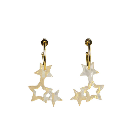 Toolally Falling Star Hoop White pearl