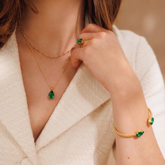Caroline Svedbom Mini drop bracelet gold Majestic green