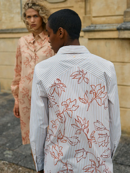 Mos Mosh Elinda leafy stripe shirt Sesame